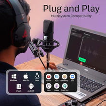 Load image into Gallery viewer, Cezo BM 800 Condenser Microphone Kit Set with V8 Sound Card, Boom Arm Stand, Pop Shield Recording Studio Equipment Full Set with 3.5mm Mic for Smartphones Live Streaming Youtubers - Black