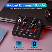 Load image into Gallery viewer, Cezo BM 800 Condenser Microphone Kit Set with V8 Sound Card, Boom Arm Stand, Pop Shield Recording Studio Equipment Full Set with 3.5mm Mic for Smartphones Live Streaming Youtubers - Black