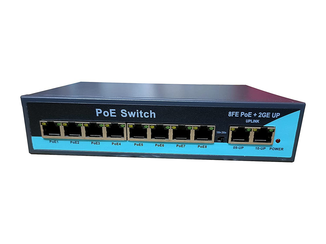 POE SWITCH-Poe Switch 8 Port Rj45(10-100Mbps)-2 Port Uplink Gigabit Rj45 (10-100-1000Mbps)-NPC