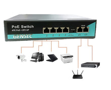 Load image into Gallery viewer, 4 Port PoE Switch with 2 Port Uplink, PoE Switch for Hikvision, CP Plus, Dahua, Uniview IP Cameras NVRs
