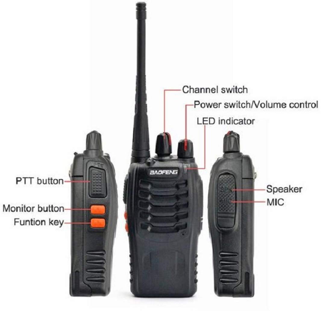 SekyuritiBijon UHF 400-470MHz CTCSS/DCS Handheld Amateur Radio Walkie Talkie  Two-Way Radio Long Range, 16 Channels, with Earbud Microphone, Low Voltage  Alert (Black, 2-Pack) - Price History