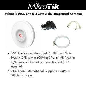 Wireless Broadband Wifi Link-Disc Lite5 21Dbi 5Ghz Antenna Cpe 600Mhz Cpu-Mikrotik